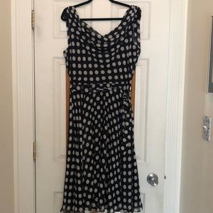 MSK fit & flare black / white polka dot dress, sz 12